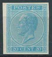 N°18*, 20c Bleu NON DENTELE Sans Gomme  - 1865-1866 Profilo Sinistro