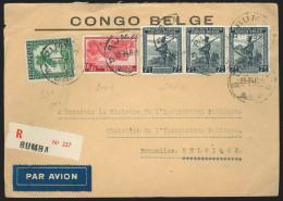 Congo Belge - L. Affr N°234+241+3x244A Recomm De BUMBA / 1946 Par Avion Pour BRUXELLES - Covers & Documents