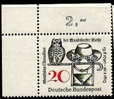RFA Poste N** Yv: 329 Mi:462 Matthias Claudius Poète Coin De Feuille - Unused Stamps