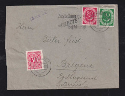 BRD Bund 1952 Posthorn 20Pf + 10Pf Brief NÜRNBERG X BREGENZ Österreich Nachgebühr Postage Due - Briefe U. Dokumente