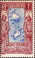 SPM Poste N* Yv: 136 Mi:133 Carte De L'archipel (Trace De Charnière) - Unused Stamps