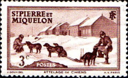 SPM Poste N* Yv: 168 Mi:171 Attelage De Chiens (Trace De Charnière) - Unused Stamps