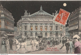 A16- 75) PARIS  LA NUIT - PLACE DE L OPERA  - (TRES ANIMEE - LUNE - COULEURS) - Parijs Bij Nacht