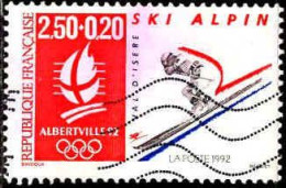 France Poste Obl Yv:2710 Mi:2847 Albertville Ski Alpin Val D'Isère (Lign.Ondulées) Couleur Déteinte - Oblitérés