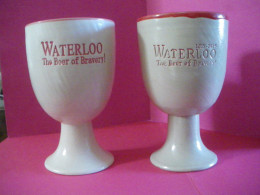 WATERLOO 2015 Lot De 2 Calices En Grès "The Beer Of Bravery !" Voir Description (2 Photos) - Verres