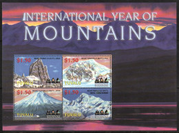 2002 Tuvalu International Year Of Mountains Minisheet And Souvenir Sheet (** / MNH / UMM) - Geografia