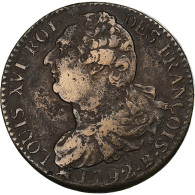 France, Louis XVI, 2 Sols François, 1792 / AN 4, Rouen, Cuivre, TB+ - Altri & Non Classificati