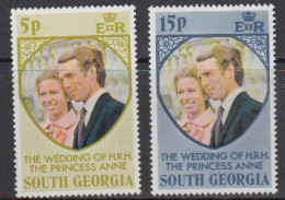 South Georgia 1973 Royal Wedding Princess Anne 2v ** Mnh (60073B) - Georgia Del Sud