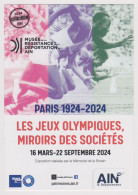 LES JEUX OLYMPIQUES PARIS 1924 - 2024 MIROIRS DES SOCIÉTÉS - Carte De L'expo Musée De L'Ain 2024 - Jeux Olympiques