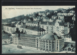 AK St. Gallen, Bahnhof Mit Strassenbahn Und Rosenberg  - Tramways