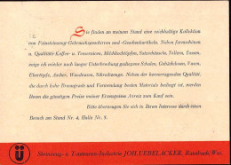 604355 | Dekorative Karte Der Steinzeug Und Tonwaren Fabrik Uebelacker, Hannover Messe  | Ransbach-Baumbach (W - 5412), - Nooduitgaven Amerikaanse Zone