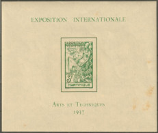 F-EX50532 FRANCE MARTINIQUE 1937 ORIGINAL GUM ARTS & TECNICS INTERNATIONAL EXPO.  - Blocks & Kleinbögen