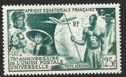 AFRIQUE EQUATORIALE FRANCAISE N° 54 25F VERT BLEU 7EME ANNIVERSAIRE DE L'UPU  NEUF CHARNIERE TRES LEGERE - Ungebraucht