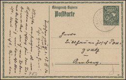 Bayern P 93I/02 Große Krone 5 Pf. DV 15: TROSCHENREUTH 18.3.16 Nach Amberg - Postal  Stationery