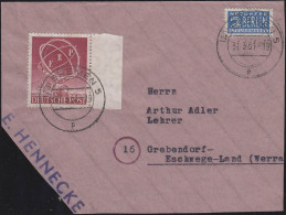 71 ERP-Marke, Randstück Mit Notopfermarke Auf Briefstück Bremen 31.3.51 - Gebraucht