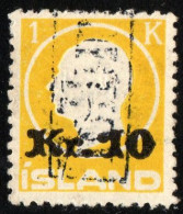 Island 1924 10 Kr Overprint King Frederik VIII Cancelled Tollur - Oblitérés