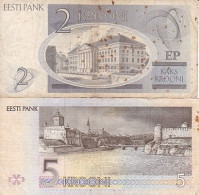 LOT M-36#7 - ESTONIE - BILLETS DE 2 ET 5 K - Estonia