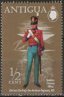 ANTIGUA 1972 Military Uniforms - ½c. - Battalion Company Officer, 25th Foot, 1815 MH - Antigua E Barbuda (1981-...)