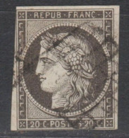 RARE GRIS NOIR (lim GRIS)sur BLANC N°3ac Cote >>550€ TBE Signe SCHELLER - 1849-1850 Ceres