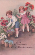 Hannes Petersen Illustrateur, Fleurs Et Enfants, Heureux Anniversaire (4838) - Petersen, Hannes