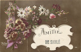 - Sarthe -ref-A02- Sablé Sur Sarthe - Amitié De .. - Souvenir De .. - Fleurs - - Sable Sur Sarthe