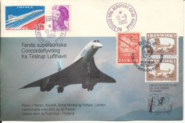 Denmark France Cover First Supersonic Concorde Flight From TIRSTRUP Airport 13-9-1986 - Cartas & Documentos