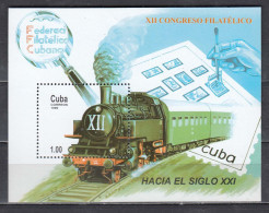 Cuba 1999 - 12th Congress Of The Cuban Philatelic Association: Train, Mi-nr. Bl. 157, MNH** - Nuovi