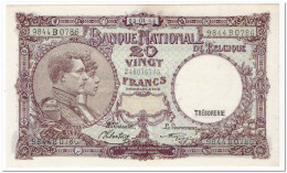 BELGIUM,20 FRANCS,1944,P.111,AU-UNC - Autres & Non Classés