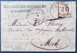 ALSACE LORRAINE Lettre N°5 (VARIÉTÉ MICHEL PF IV : 750 DM) Oblit CAD Allemand STRASSBURG IM ELSSAS 8 8 1871 Pour METZ RR - Sonstige & Ohne Zuordnung