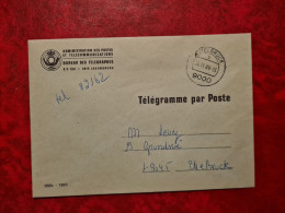 LETTRE CARTE LUXEMBOURG 1989  ETTELBRUCK TELEGRAMME PAR POSTE BUREAU DES TELEGRAPHES - Andere & Zonder Classificatie