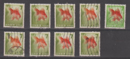 JAPAN:  1966/69  RED  FISH  -  7 Y. USED  -  REP. 9  EXEMPLARY  -  YV/TELL.  837 - Usati