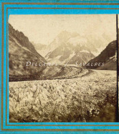 Rare Chamonix 1856 * Mer De Glace Vue Du Montenvers * Photo Stéréoscopique Villeneuve - Stereoscopic