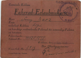 Koblenz - Fahrrad Erlaubniskarte - Koblenz