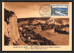 48034 N°977 La Vallée De La Seine Aux Andelis 1954 France Carte Maximum (card) Fdc édition Jp  - 1950-1959