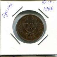 10 CENTS 1966 UGANDA Münze #AN698.D.A - Ouganda