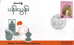 MYANMAR 2020 Mi 514 HANDICRAFTS – LACQUERWARE FDC - ONLY 1000 ISSUED - Myanmar (Burma 1948-...)