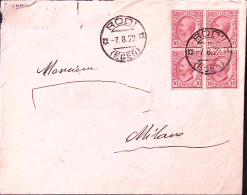 1922-EGEO RODI/(EGEO) C.2 (7.8) Su Busta Affr. Regno Leoni Blocco Quattro C.10 I - Aegean