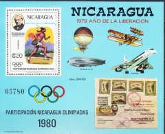 Olympische Spelen  1980 , Nicaragua - Blok Postfris - Estate 1980: Mosca