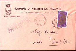 1974-EUROPA1973 Lire 50 Isolato Su Busta Villafranca Piemonte (24.1) - 1971-80: Marcophilie