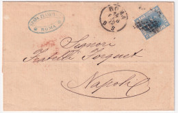 1872-ROMA C1+griglia (14.2) Su Lettera Affrancata C.20 (T26) Per Napoli (timbro  - Marcophilia