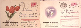 1979-U.R.S.S. Buste Postali K.4 Differenti Oggetto Fiori Viaggiate - Covers & Documents