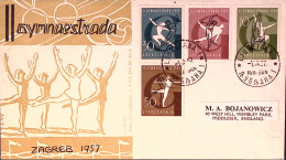 1957-Jugoslavia Concorsi Ginnici Zagabria Serie Completa Fdc - Cartas & Documentos