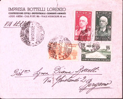 1939-ETIOPIA Effigie C.25, 50 E 75 (3+5/6) + A.O.I. C.25 (7) Valori Gemelli Su B - Etiopía