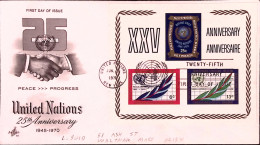 1970-NAZIONI UNITE 25 Anniversario Foglietto Fdc - Other & Unclassified