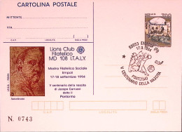 1994-LIONS EMPOLI Cartolina Postale IPZS Lire 700 Con Ann Spec - Postwaardestukken