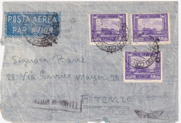 1936-SOMALIA Tre C.50 Su Busta Via Aerea Mogadiscio Concetr Militare (15.1) - Somalia