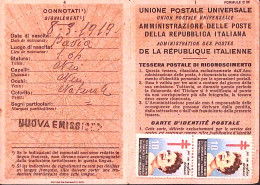 1957-ITALIA LAVORO Lire 200 (652) Isolato Su Tessera Postale Milano (9.2) - Membership Cards