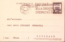 1942-PIO XII, Cartolina Con Benedizione Pontificia, Viaggiata Vaticano (8.9) - Covers & Documents