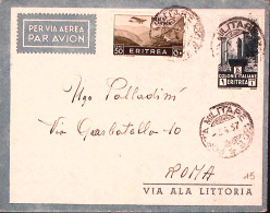 1937-Posta Militare 130 E C.2 (3.4) Su Busta Via Aerea Affrancata Eritrea - Erythrée