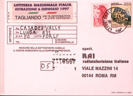 1997-cartolina Concorso RAI Con Palese Frode Postale Forlì (16.10) Non Tassata - 1991-00: Marcophilia